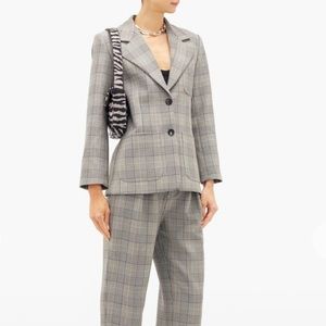 Ganni Prince of Wales Checked Woven Blazer